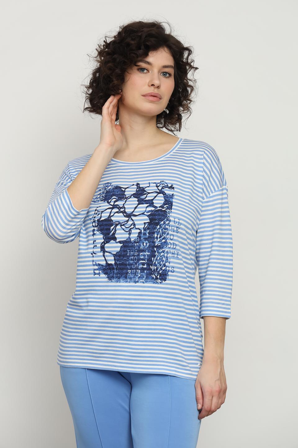 Лонгслив Olsen в полоску с принтом