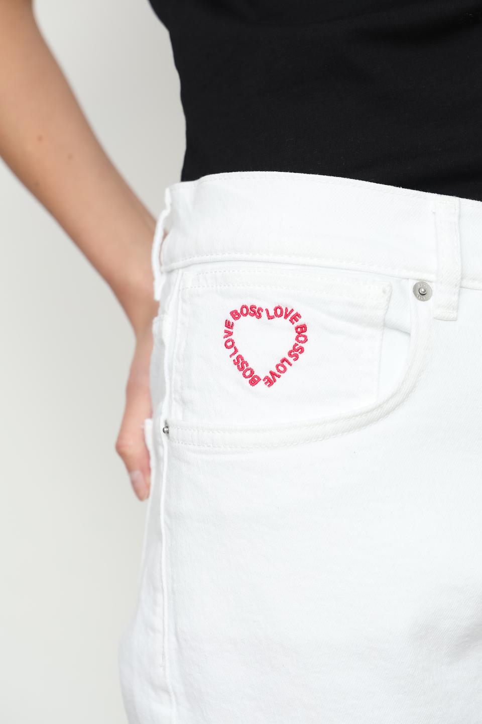 Джинсы Boss Black белые с вышивкой