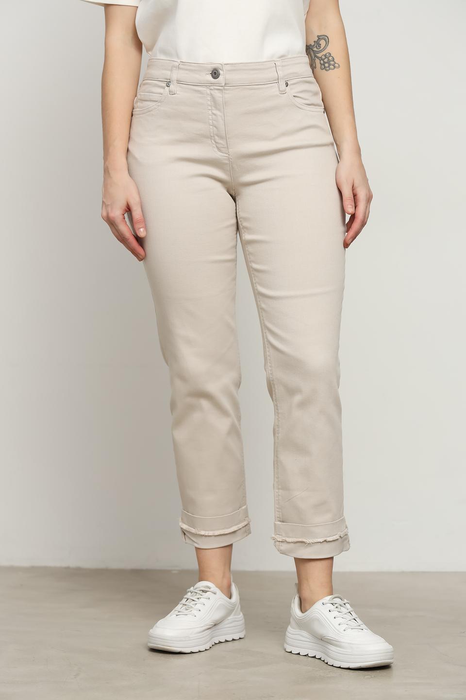 Джинсы Olsen бежевые с манжетами