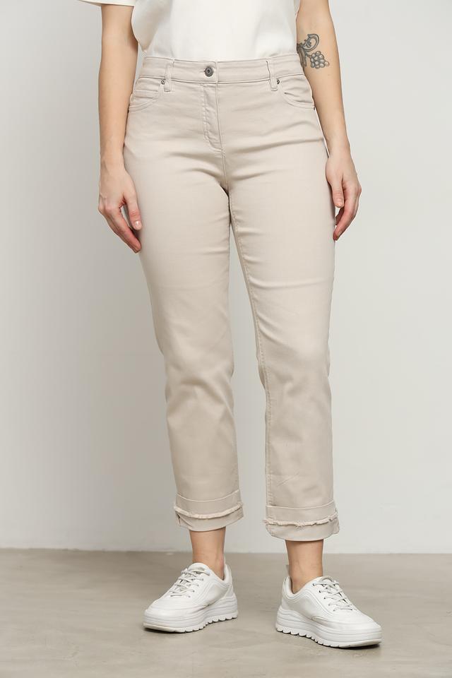 Джинсы Olsen бежевые с манжетами