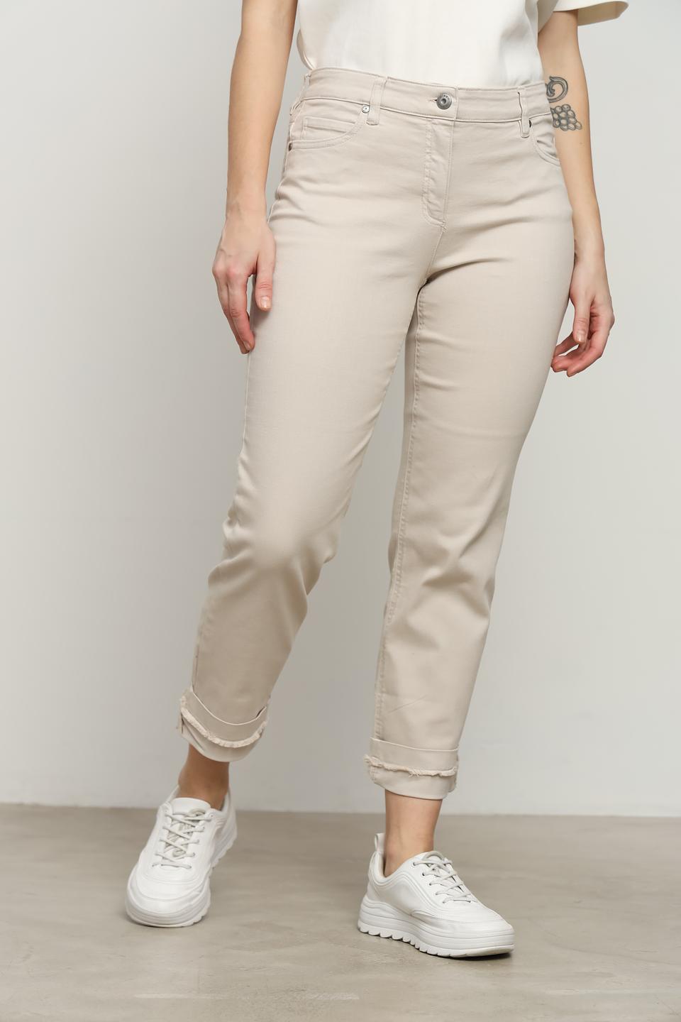 Джинсы Olsen бежевые с манжетами