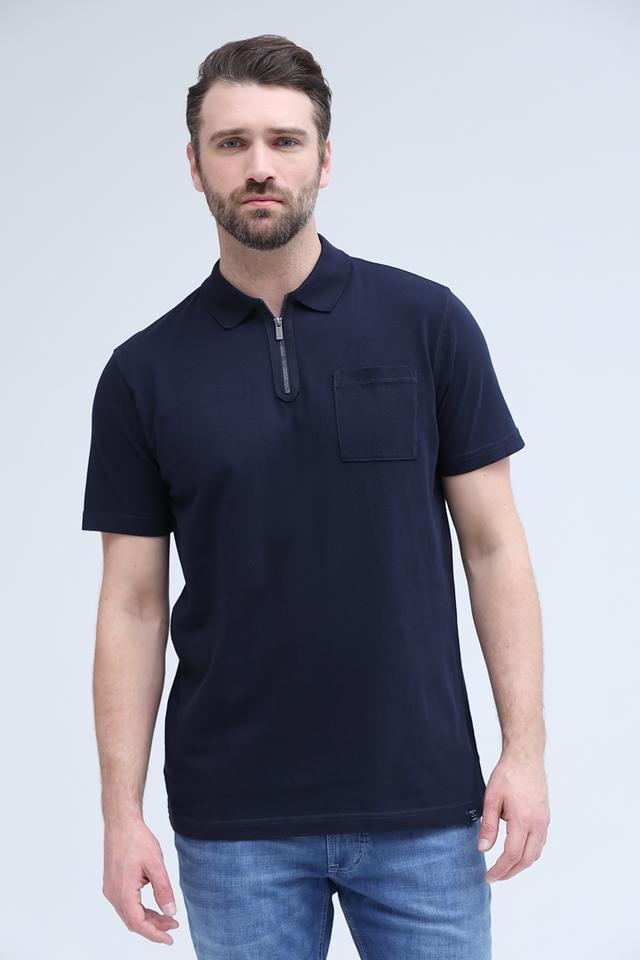 Поло Lerros men с молнией тёмно-синее
