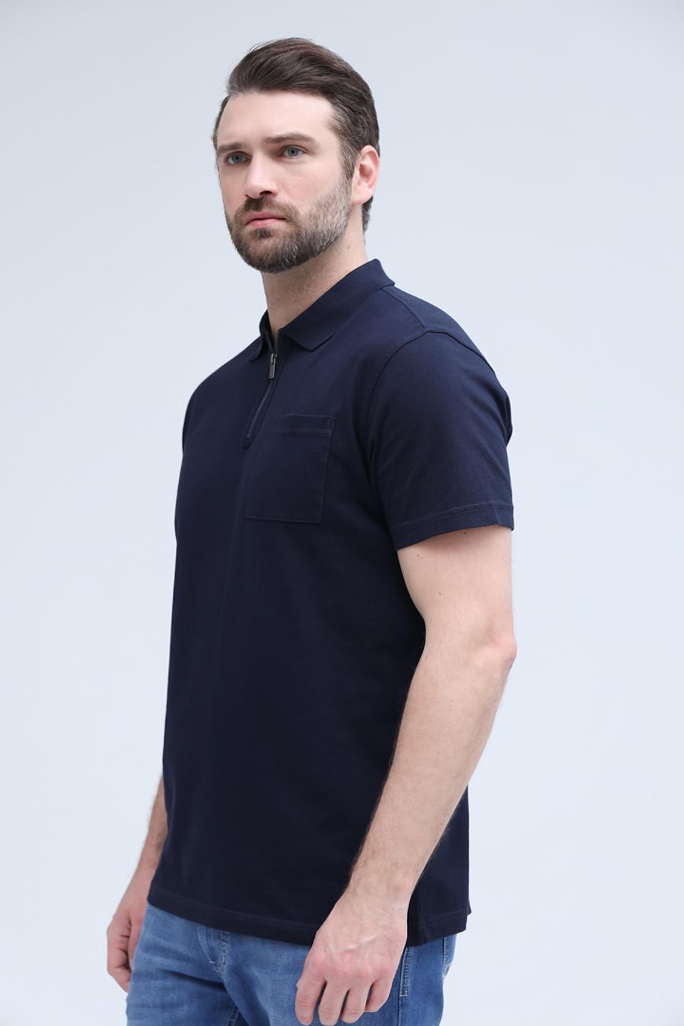 Поло Lerros men с молнией тёмно-синее