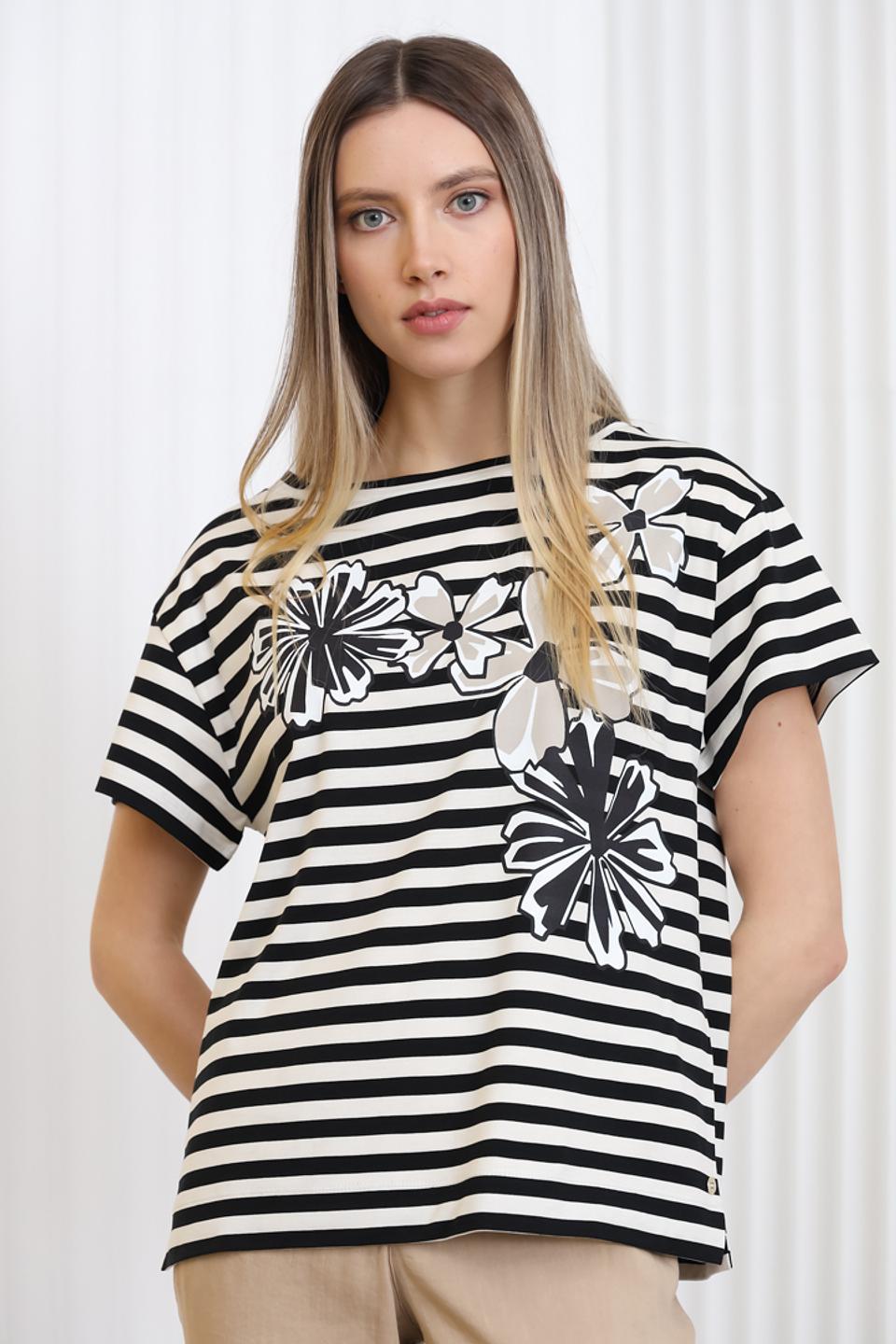 Футболка Penny Black в полоску с цветами