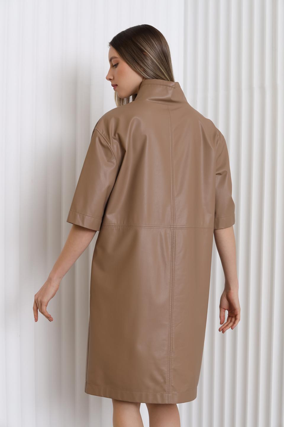 Платье Marc Aurel кожаное бежевое