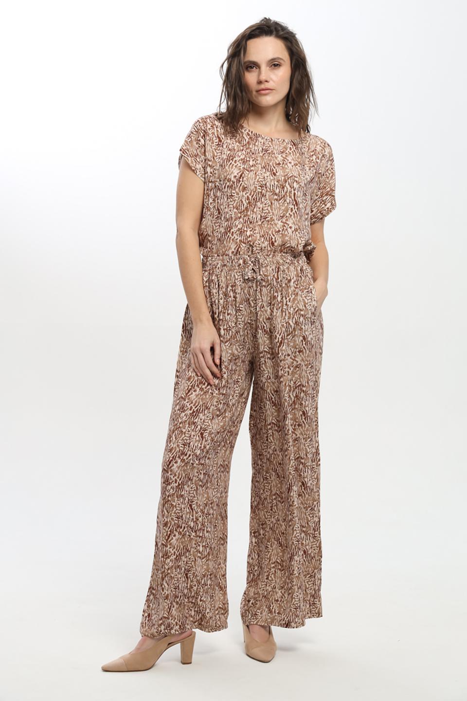 Блуза UNQ с принтом коричневый