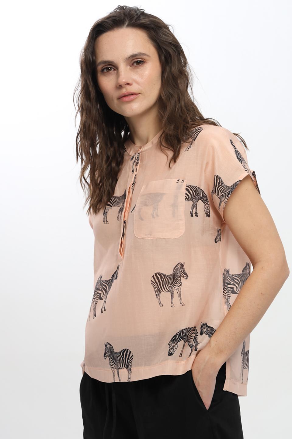 Блуза UNQ с зебрами персиковая