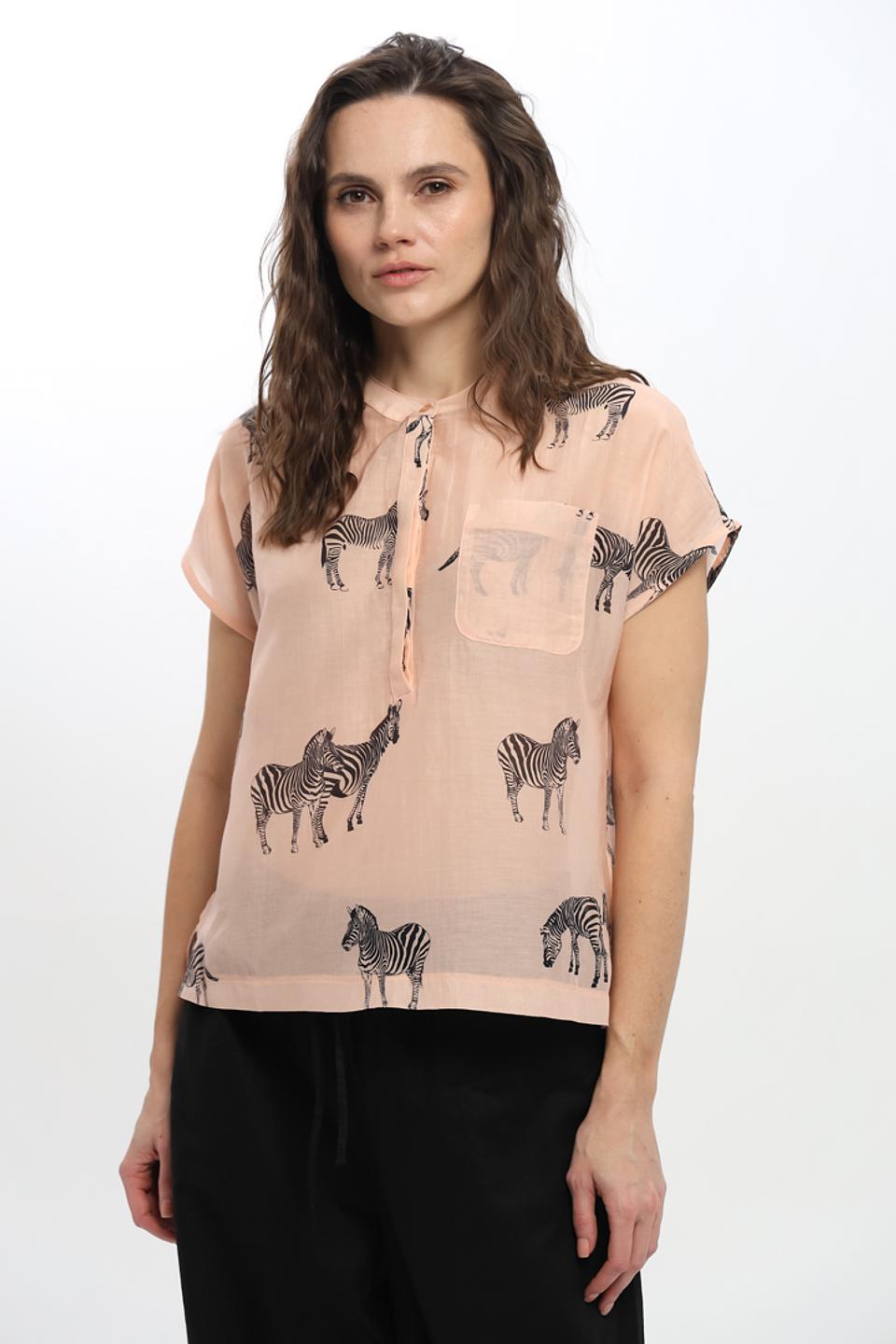 Блуза UNQ с зебрами персиковая