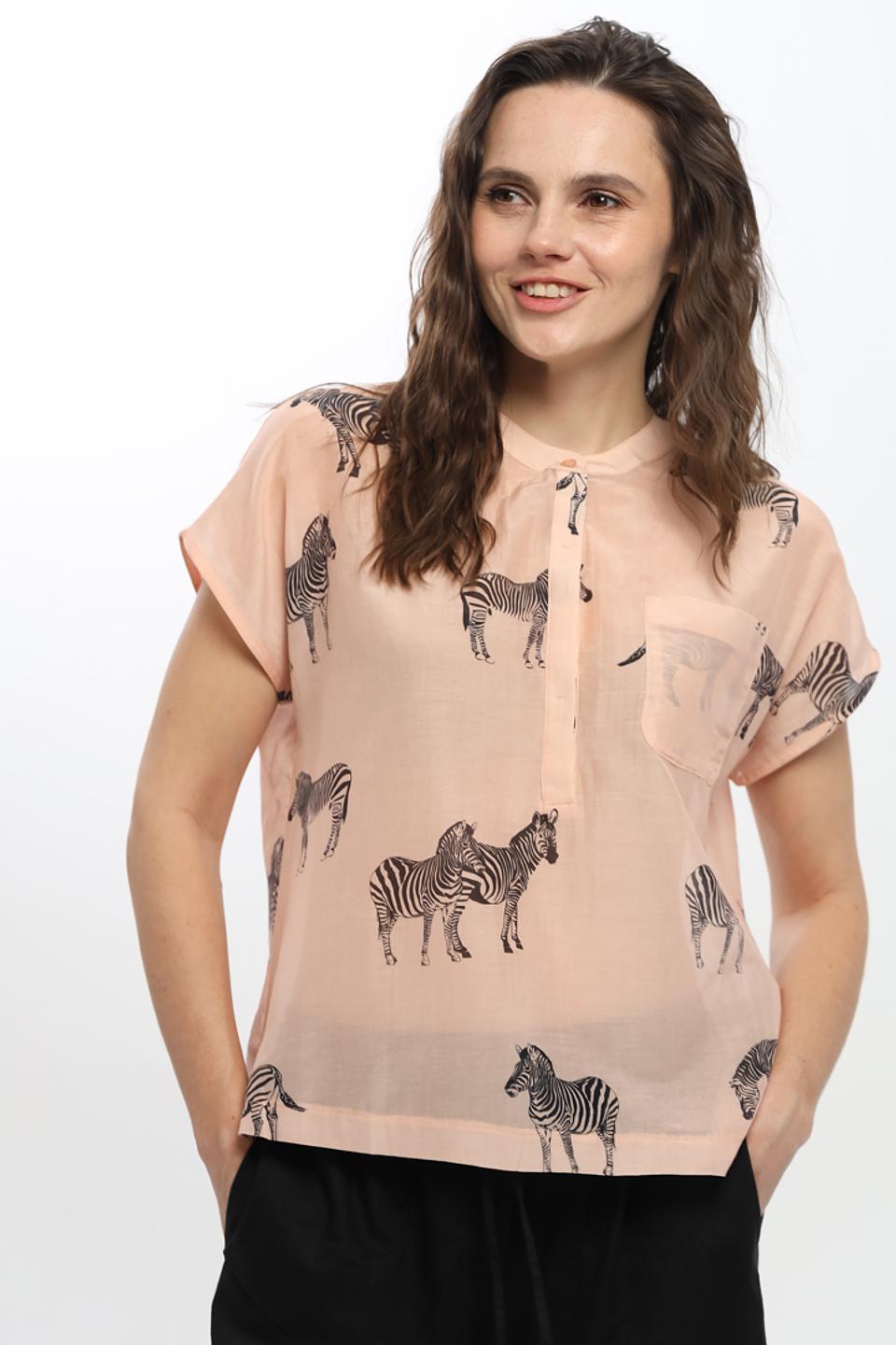 Блуза UNQ с зебрами персиковая