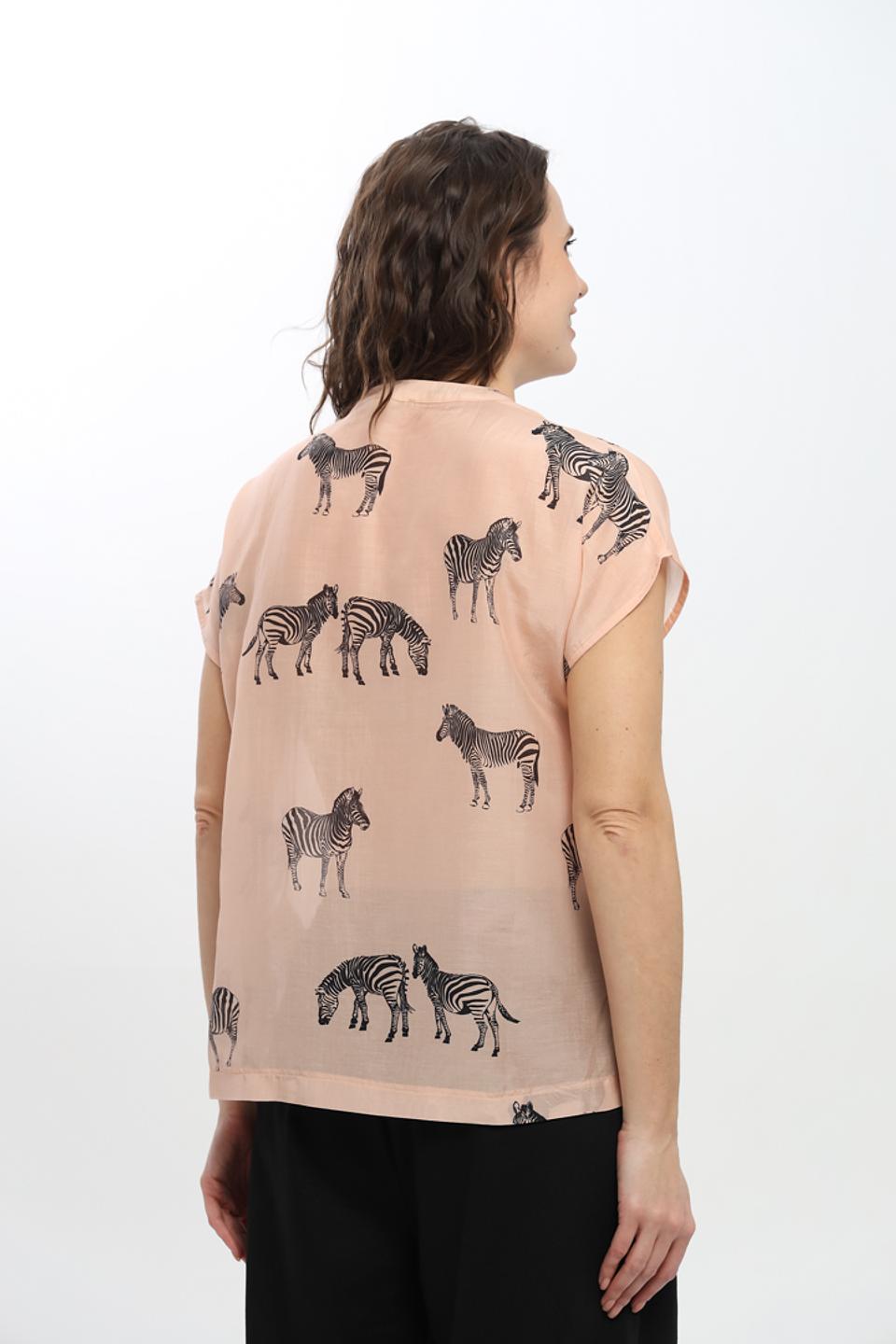 Блуза UNQ с зебрами персиковая