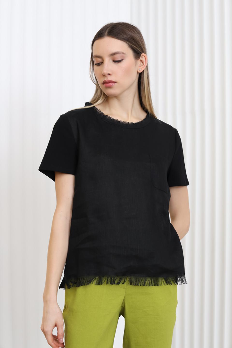 Блуза Marc Cain с бахромой чёрная