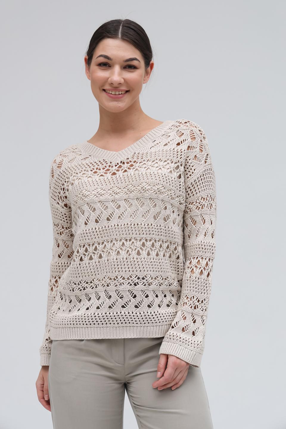 Пуловер Lecomte ажурный бежевый