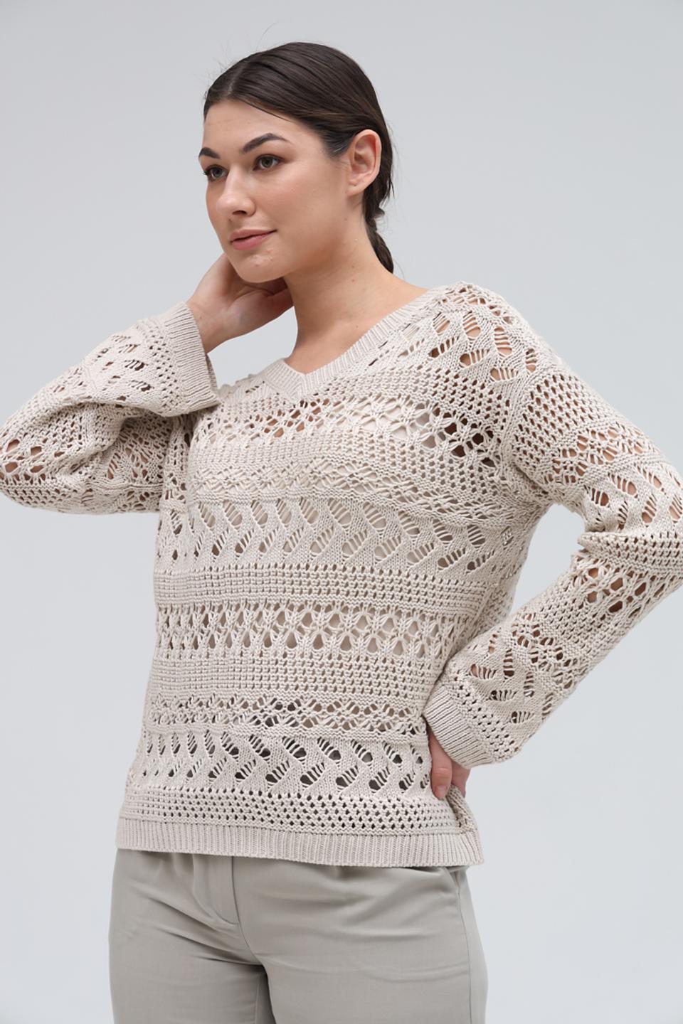 Пуловер Lecomte ажурный бежевый