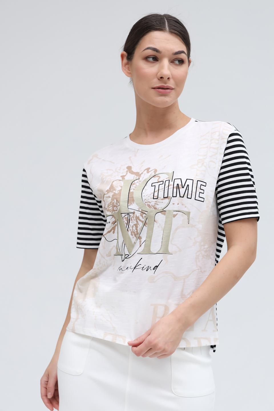 Футболка Lecomte с принтом и полоской