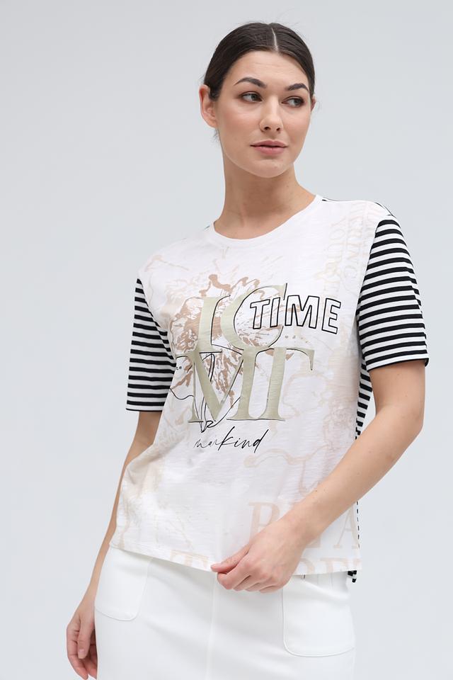 Футболка Lecomte с принтом и полоской