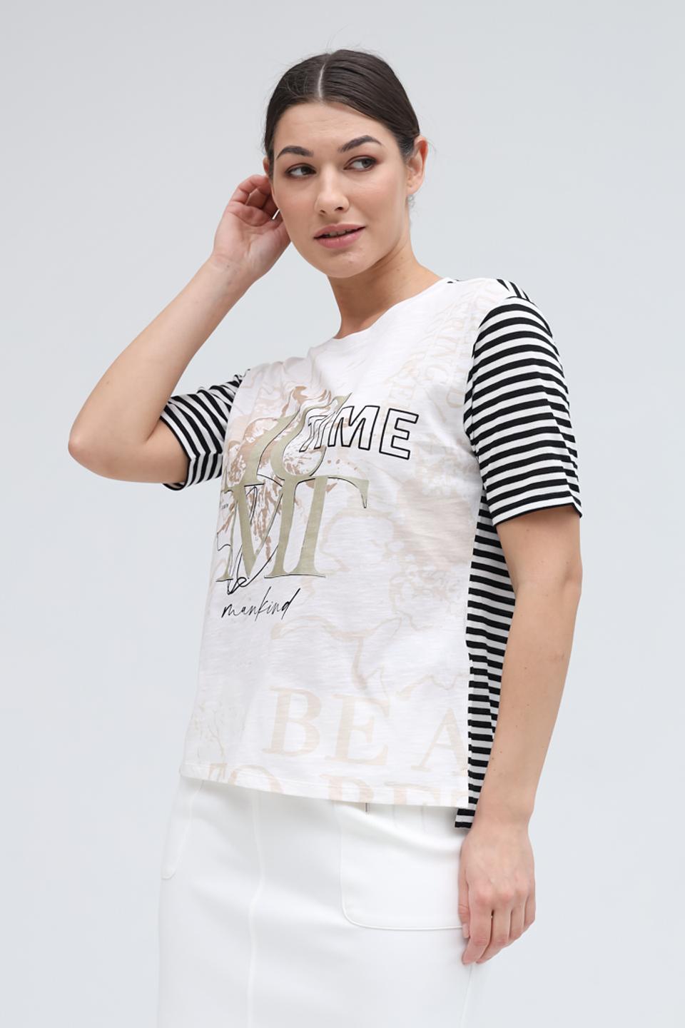 Футболка Lecomte с принтом и полоской