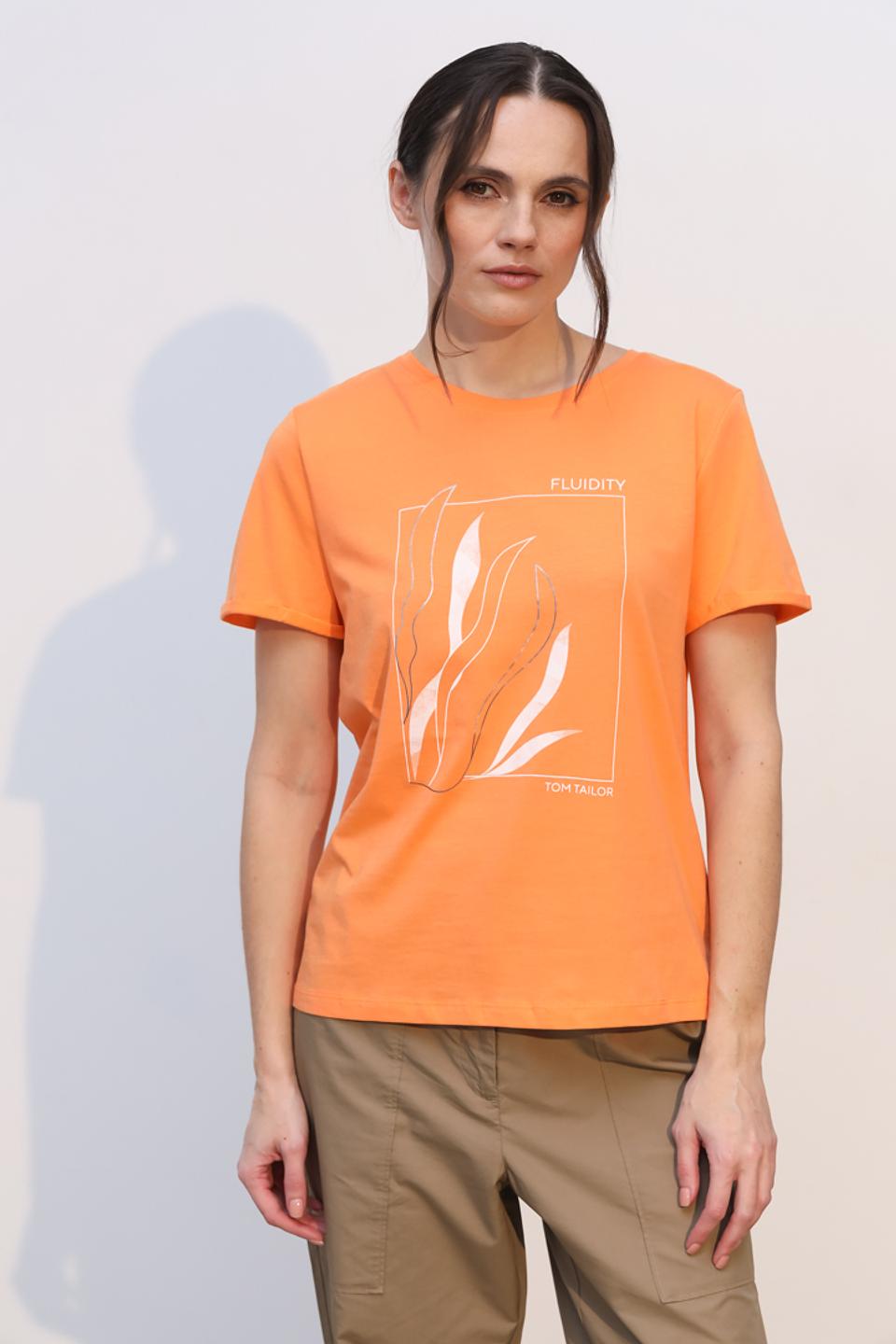 Футболка Tom Tailor оранжевая с принтом