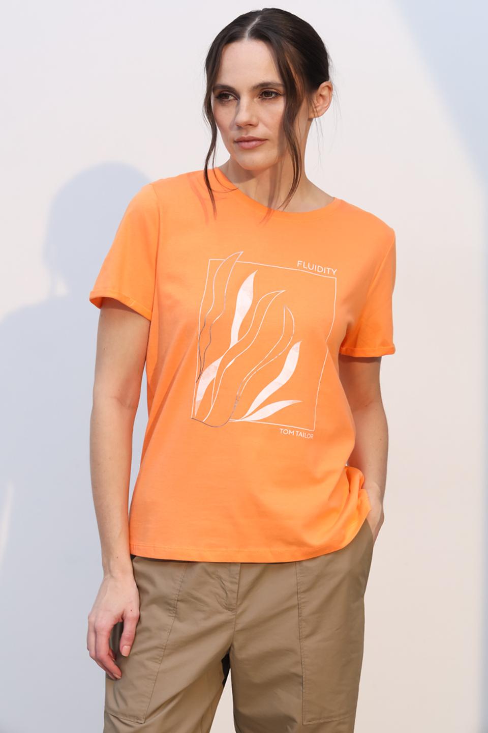 Футболка Tom Tailor оранжевая с принтом