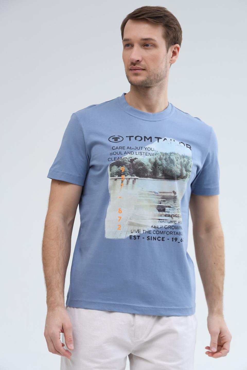 Футболка Tom Tailor с принтом голубая