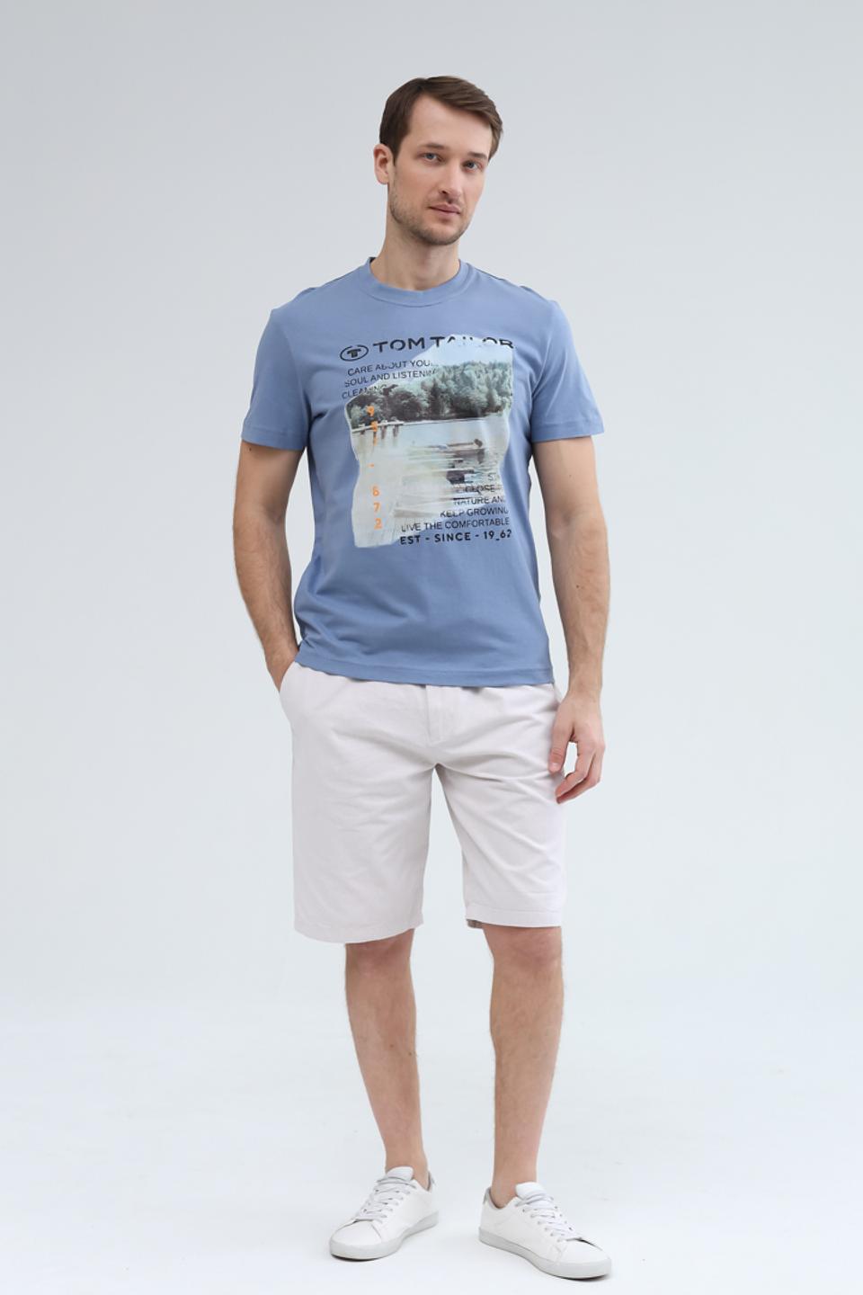 Футболка Tom Tailor с принтом голубая