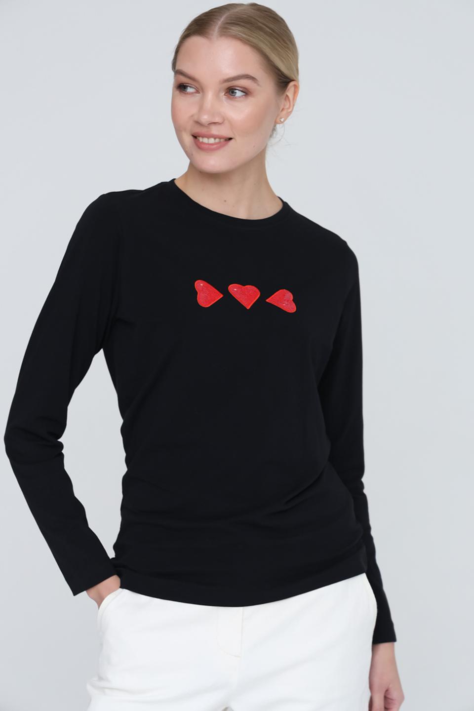 Лонгслив Pezzo с сердцами чёрный