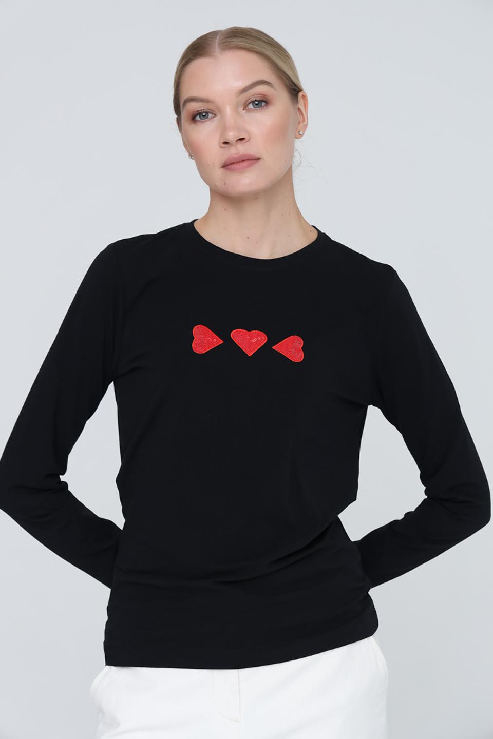 Лонгслив Pezzo с сердцами чёрный