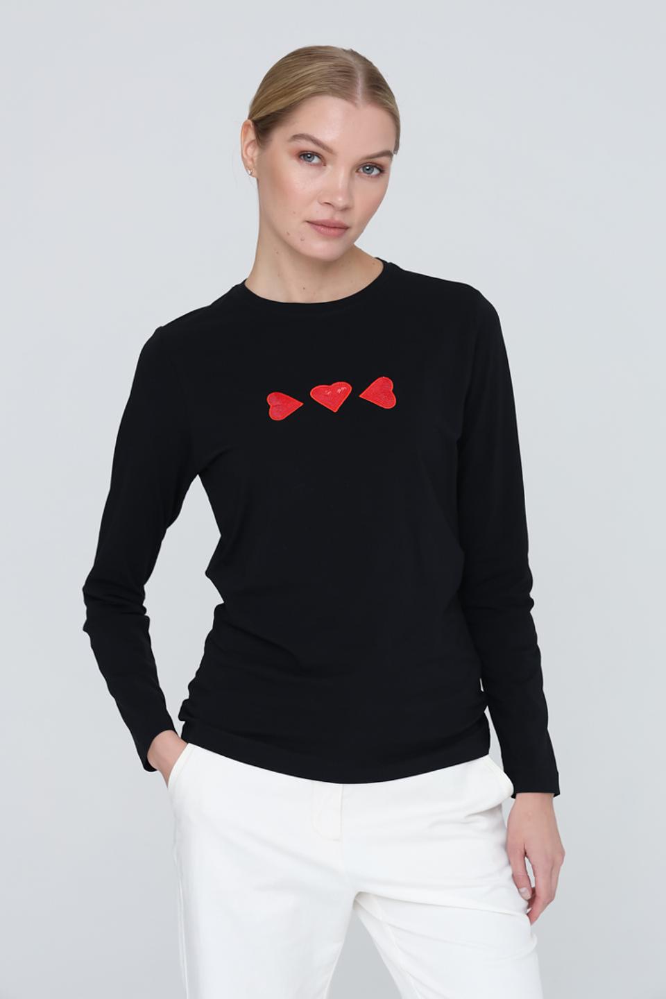 Лонгслив Pezzo с сердцами чёрный