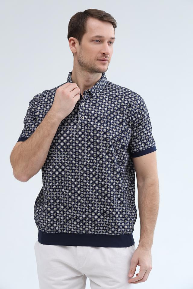 Поло Claudio Campione с принтом синий