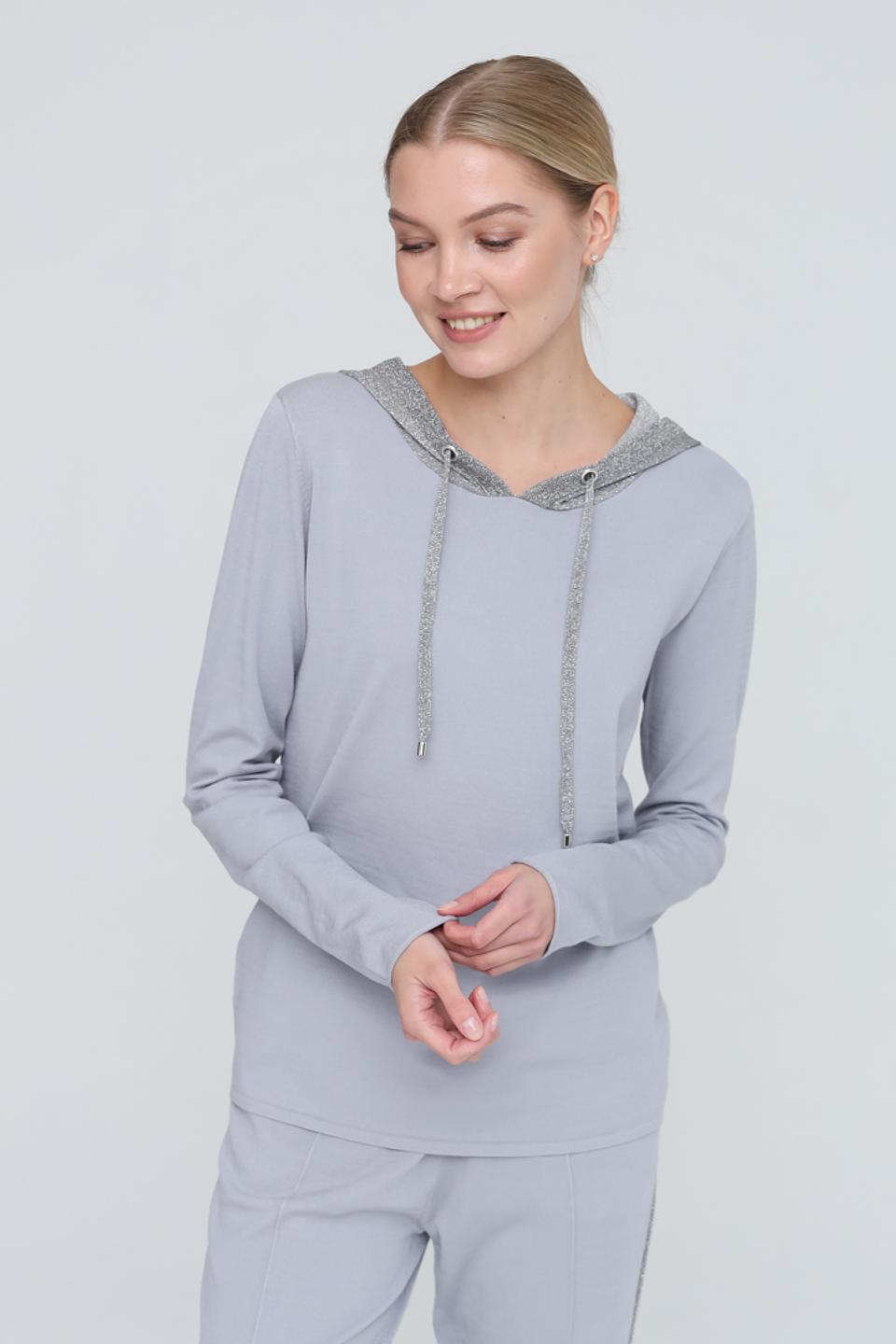 Толстовка Pezzo с блестящим капюшоном серая