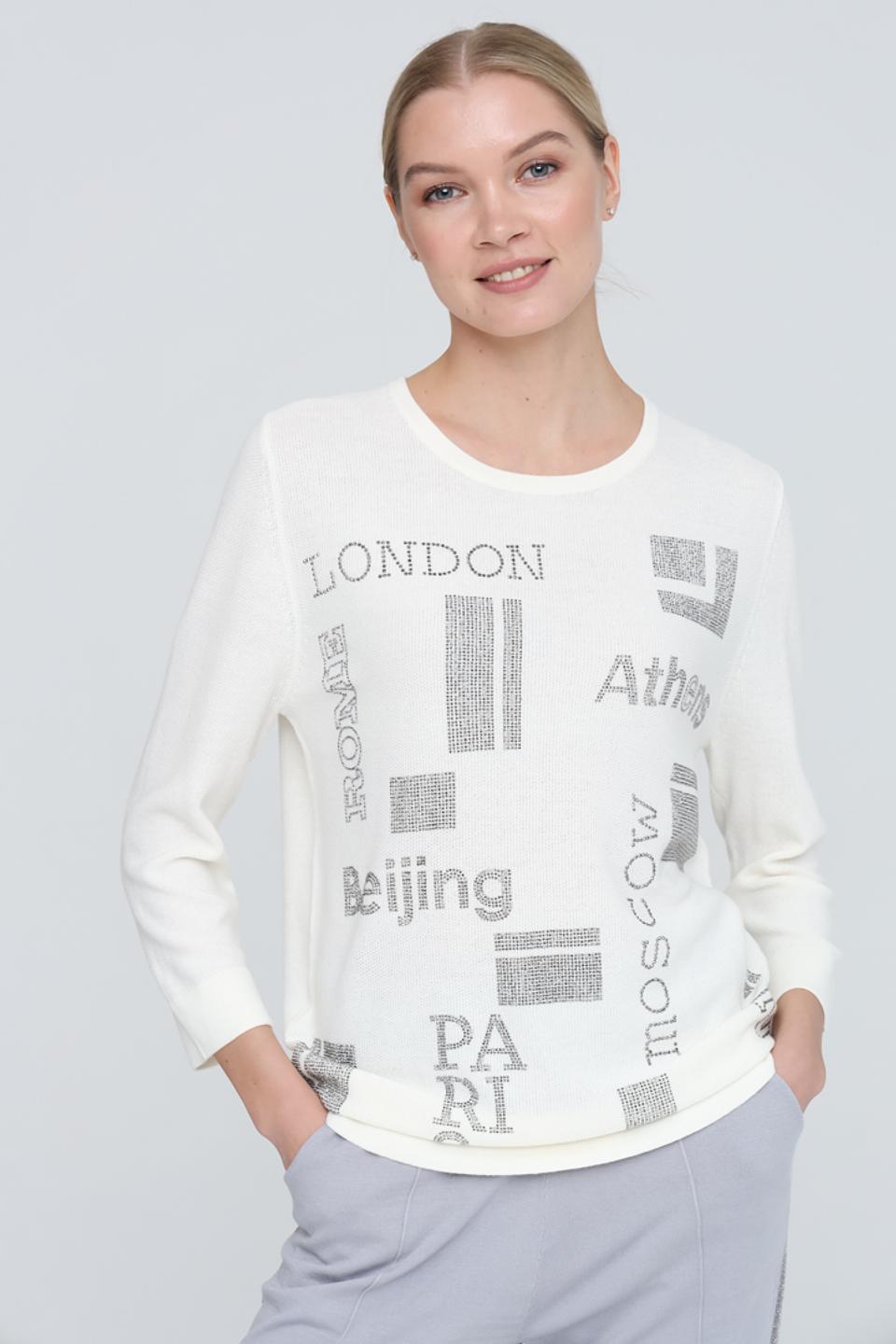 Джемпер Pezzo с принтом городов белый