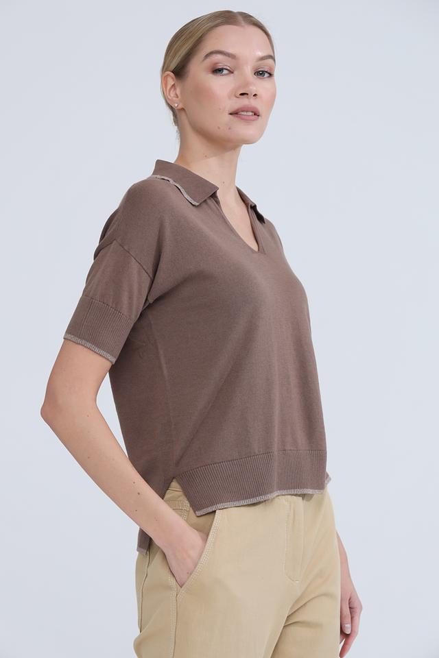 Поло Pezzo коричневое с отделкой