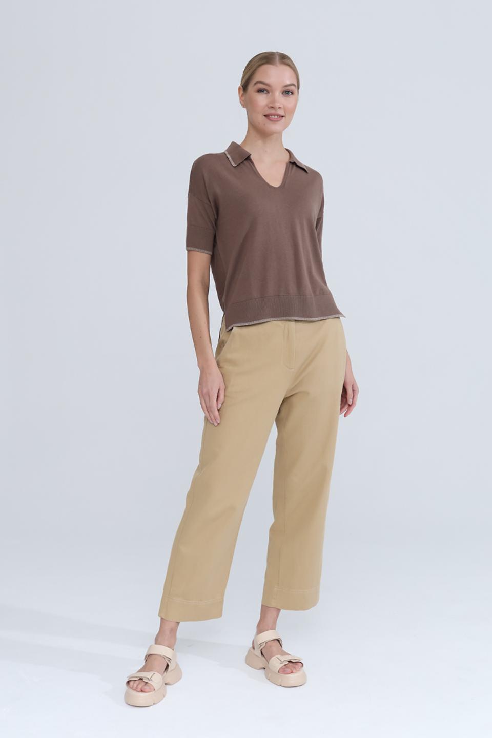 Поло Pezzo коричневое с отделкой