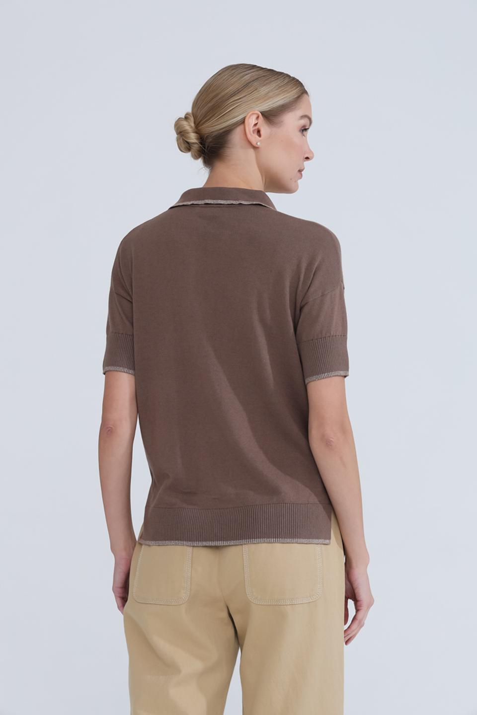 Поло Pezzo коричневое с отделкой