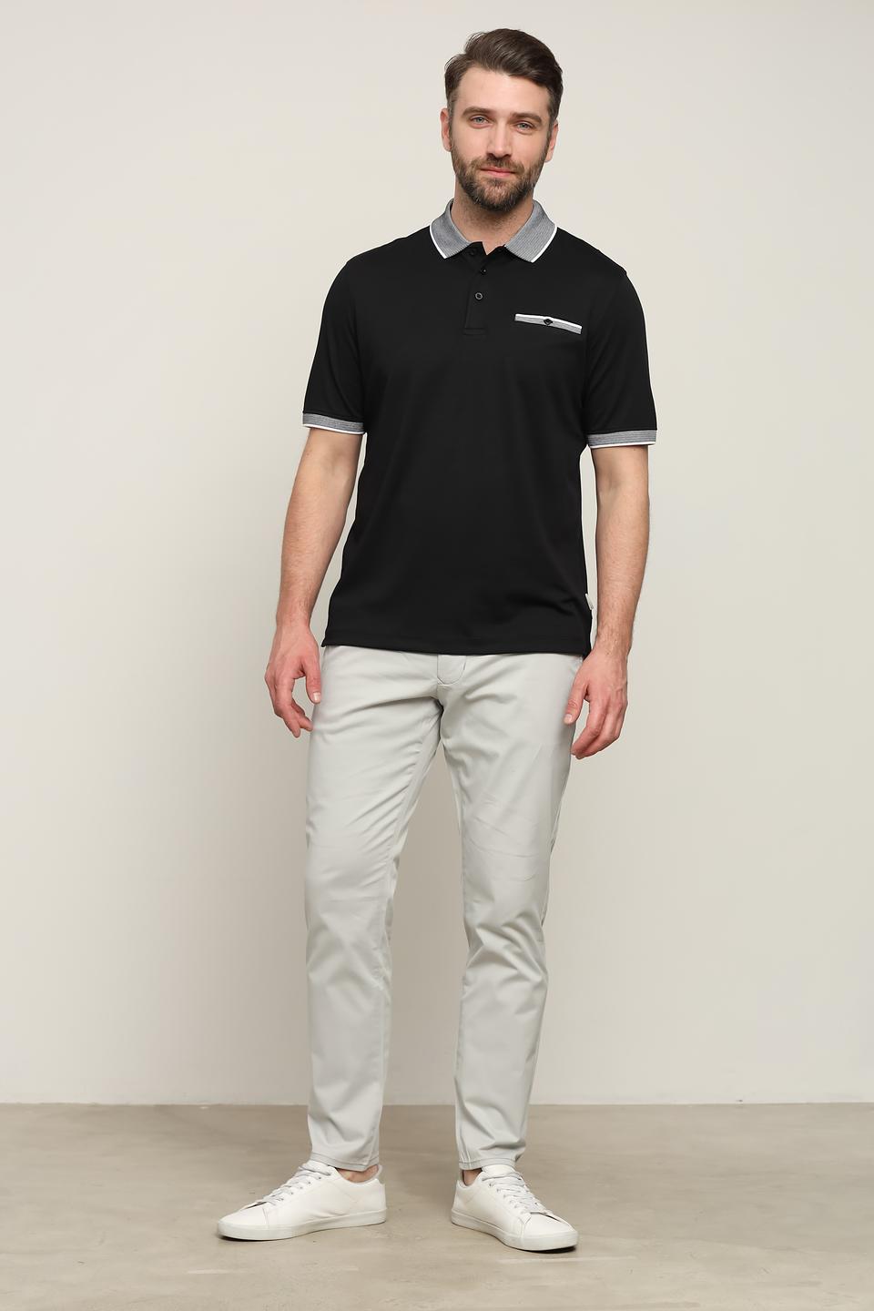 Поло Bugatti чёрный с отделкой