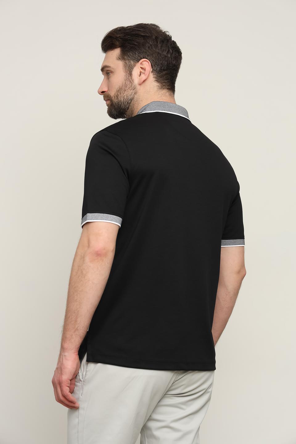 Поло Bugatti чёрный с отделкой