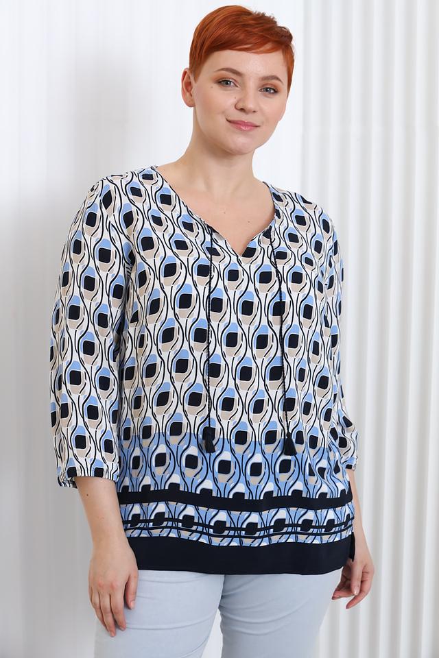 Блуза Lebek с принтом голубой