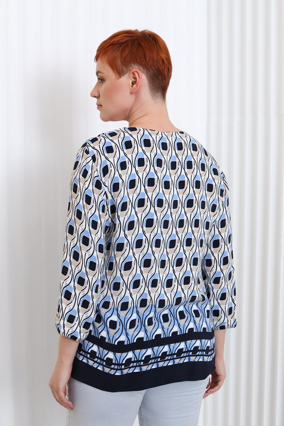Блуза Lebek с принтом голубой