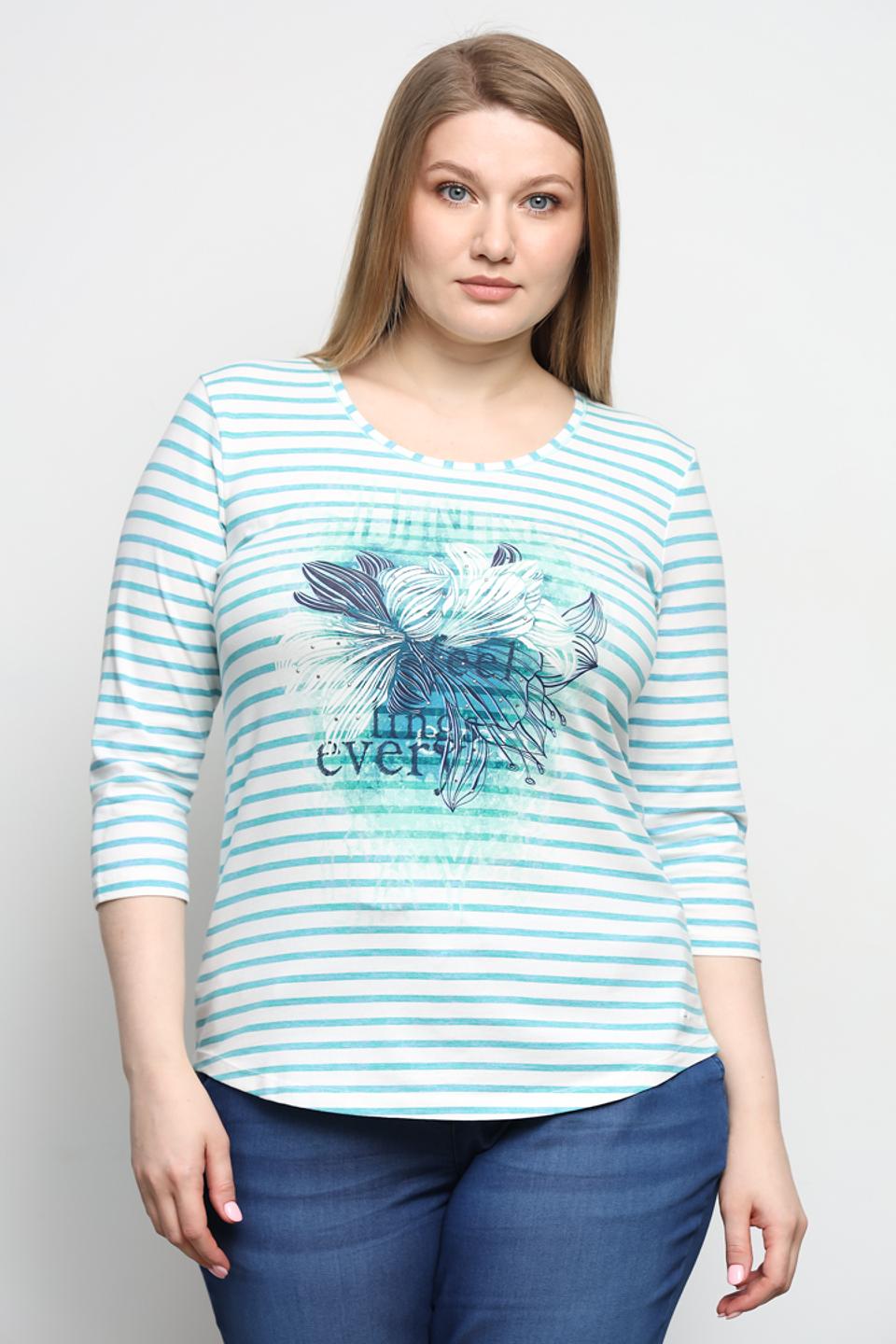 Лонгслив Olsen в полоску с цветочным принтом