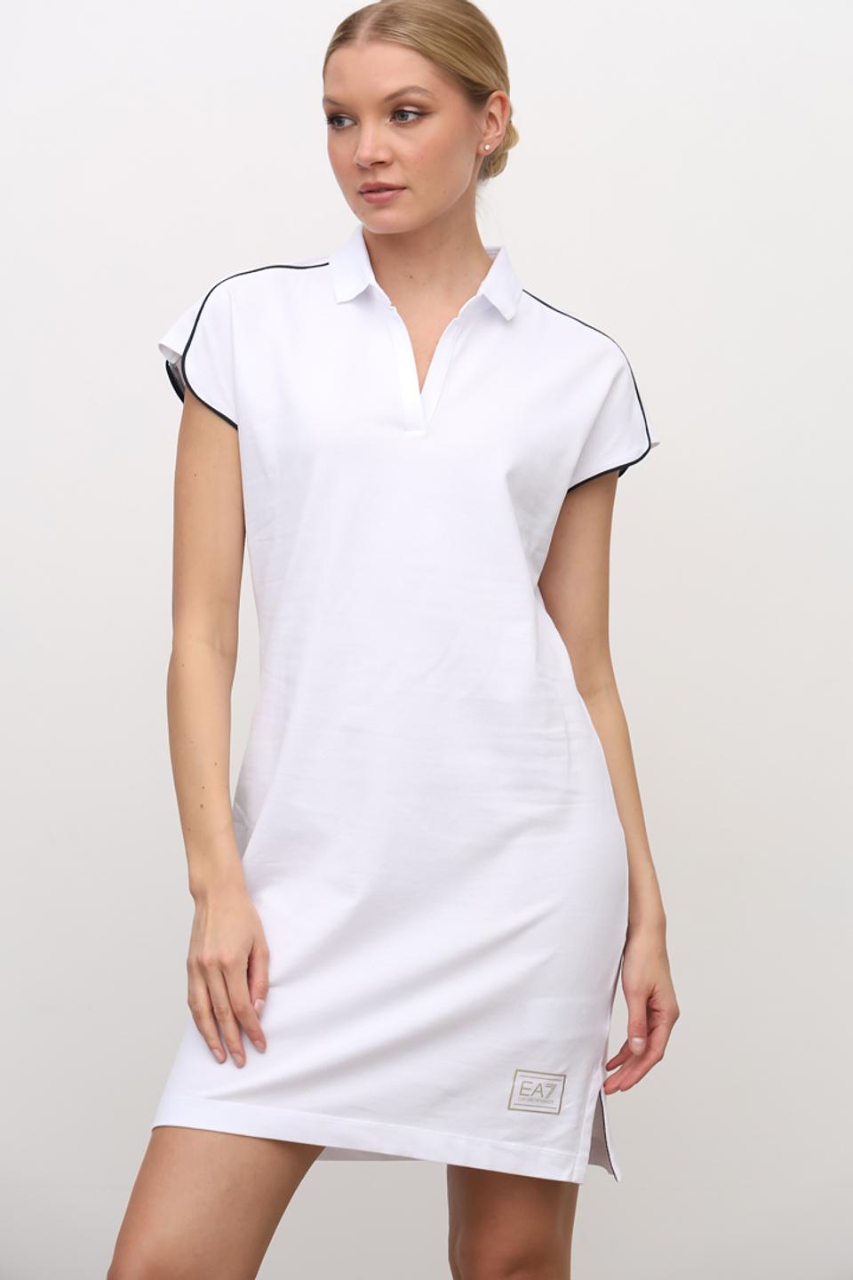 Платье EA7 поло жен. белое