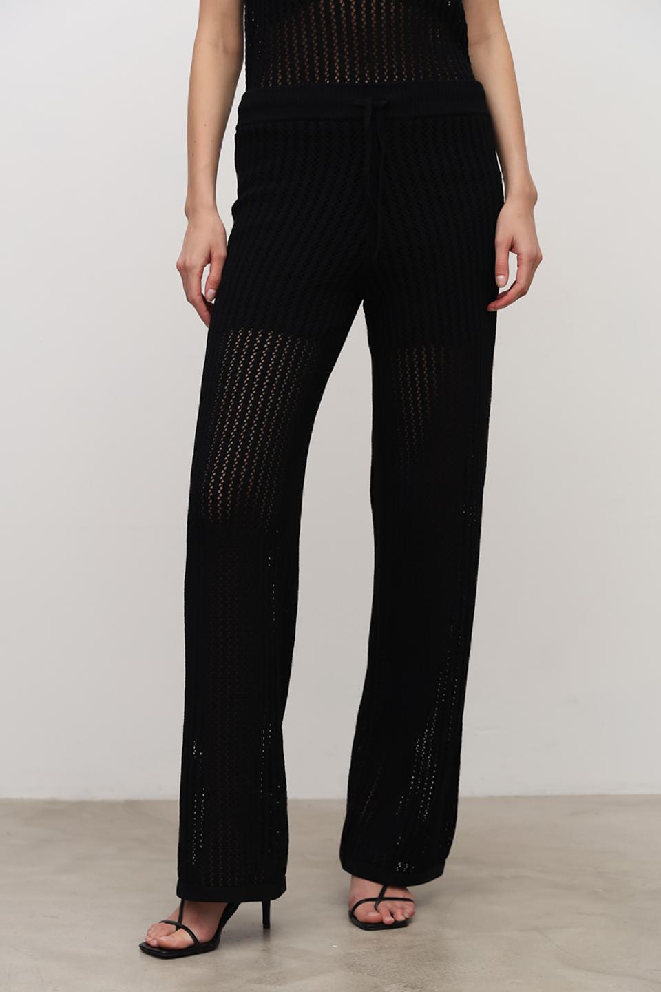 Брюки Hugo женские чёрные вязаные