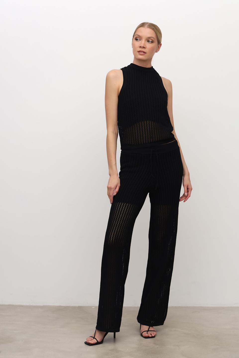 Брюки Hugo женские чёрные вязаные