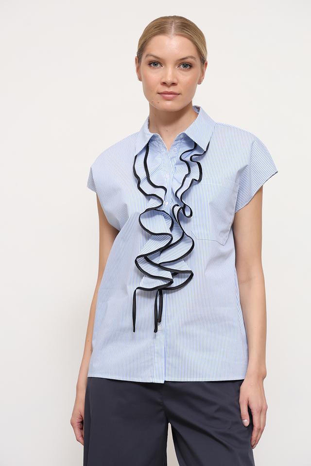 Рубашка Apart с рюшами голубая