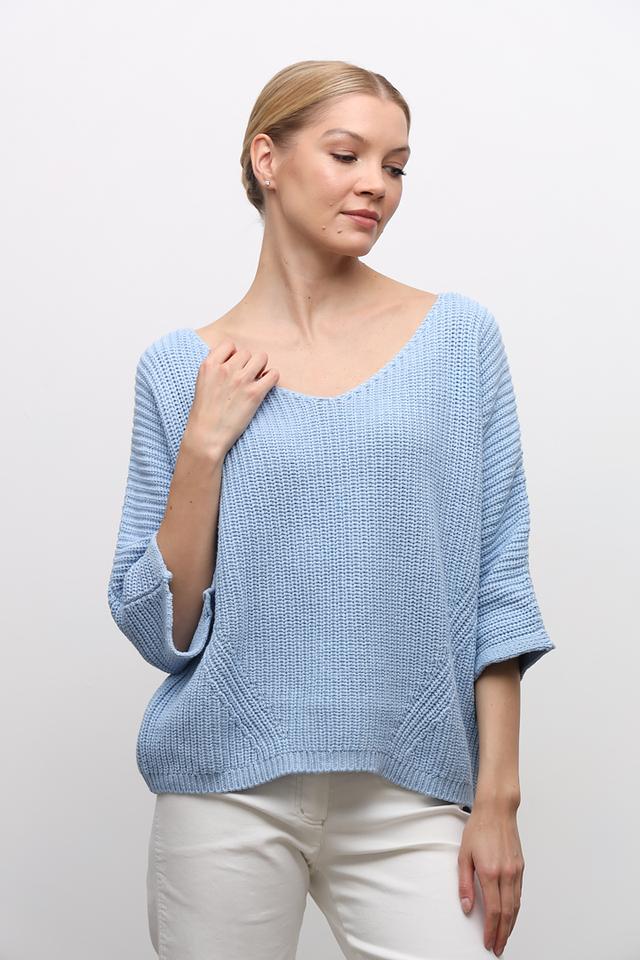 Пуловер SE Stenau голубой с рукавом 3/4