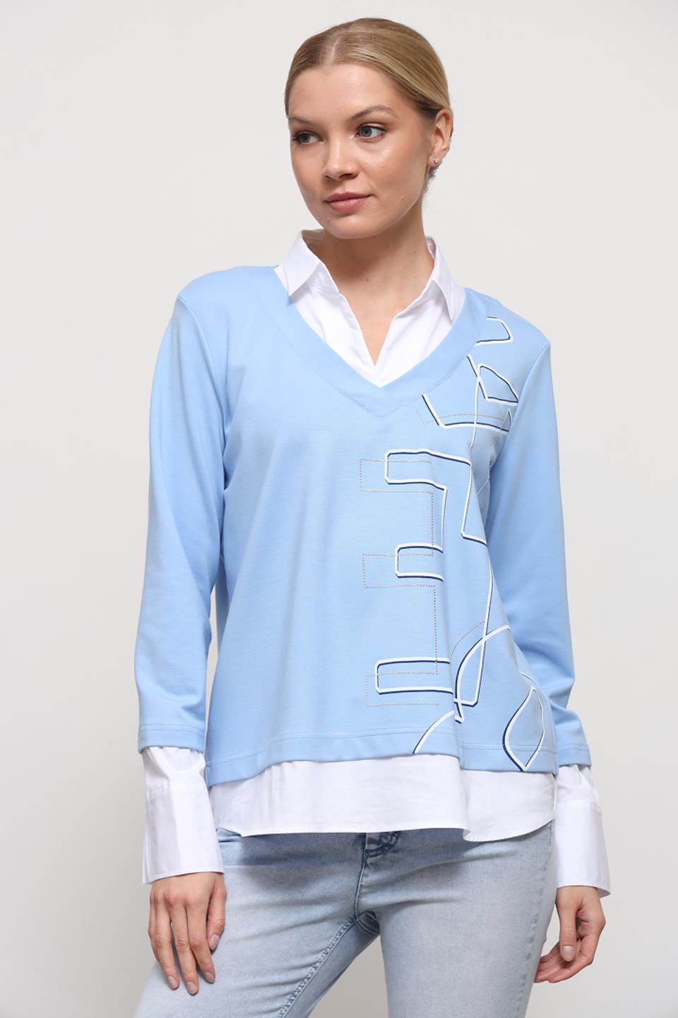 Пуловер SE Stenau голубой с декором