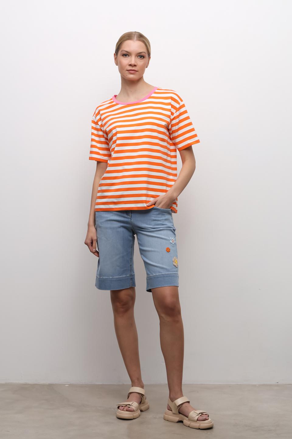 Футболка You Just White в полоску оранжевая