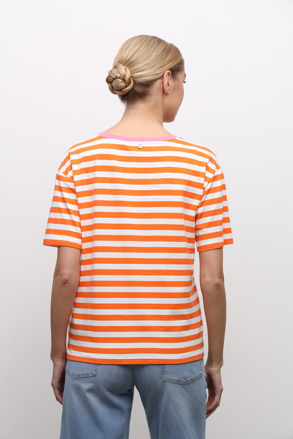 Футболка You Just White в полоску оранжевая