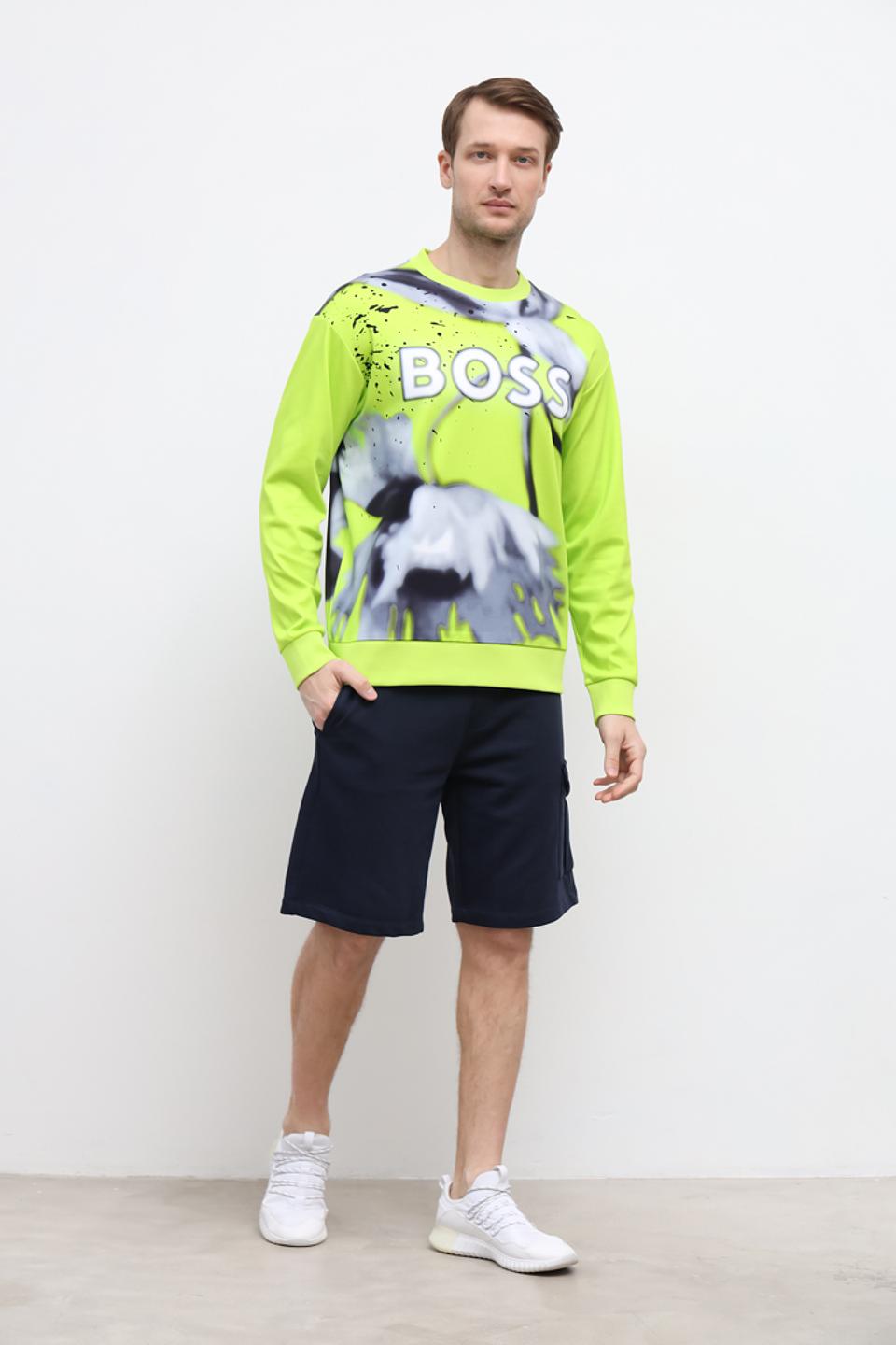 Лонгслив Boss Green с логотипом лайм