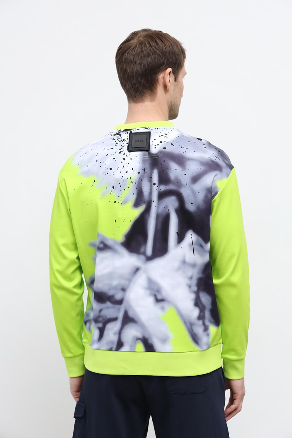 Лонгслив Boss Green с логотипом лайм