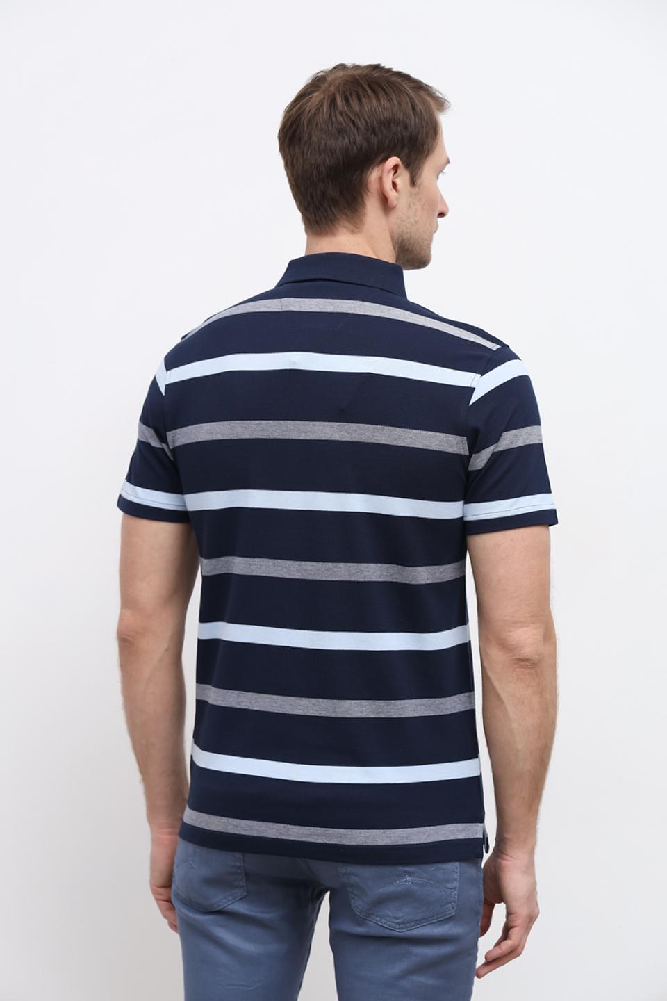 Поло Granchio в полоску синий