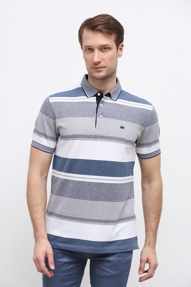 Поло Granchio в полоску серый